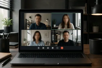 Professional Video Conference on Laptop Screen