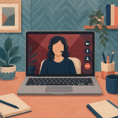 Remote Business Video Meeting on Laptop