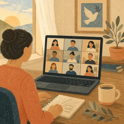 Peaceful Business Video Conference in Home Office