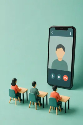 Remote Business Meeting on Smartphone Display