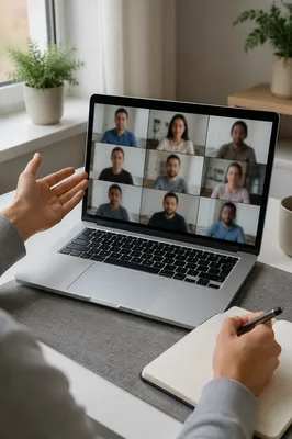 Remote Video Conference on Modern Desk