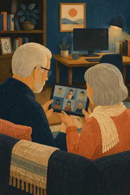 Older Couple Joining Business Video Call