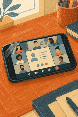 Remote Video Conference Smartphone Desk