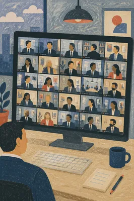 Corporate Video Conference on Desktop Monitor