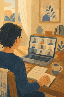 Remote Business Meeting in Calm Home Office