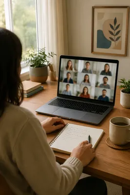 Peaceful Home Office Video Conference Meeting