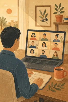 Peaceful Business Video Conference in Home Office