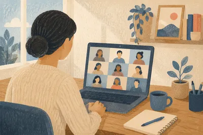 Calm Home Office Video Conference Meeting