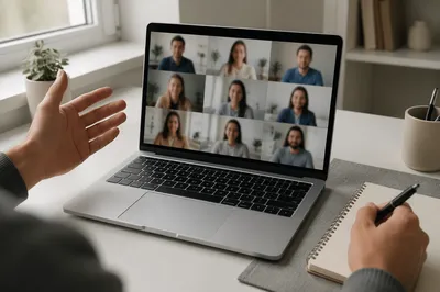 Remote Video Conference on Office Desk
