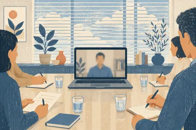 Modern Video Conference Meeting in Boardroom