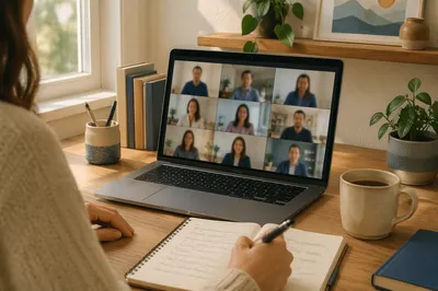 Peaceful Remote Business Meeting on Laptop