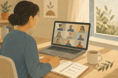 Quiet Morning Video Conference Workspace