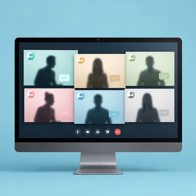 Unbranded Video Conference Meeting on Monitor
