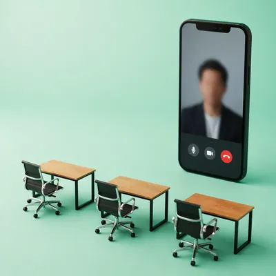 Remote Business Meeting on Smartphone Display