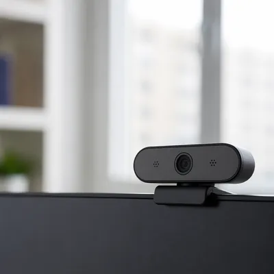 Modern Webcam on Monitor for Video Meetings