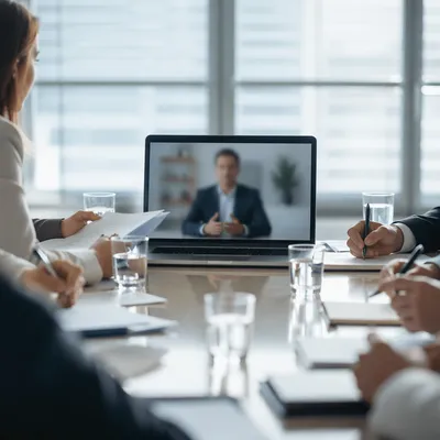 Modern Video Conference Business Meeting Scene