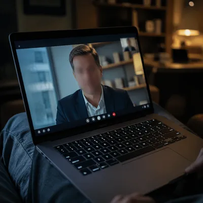 Remote Business Video Call on Laptop