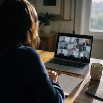 Remote Business Meeting in Calm Home Office