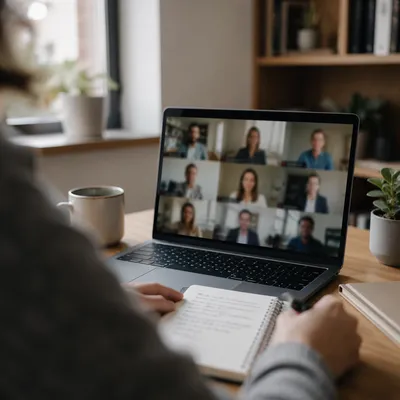 Peaceful Home Office Video Conference Meeting