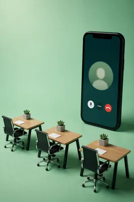 Remote Business Meeting on Smartphone Display