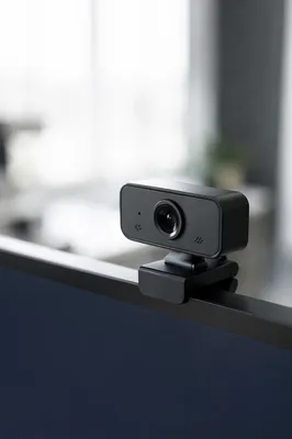 Professional Webcam on Monitor for Video Meetings