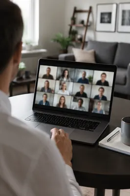 Remote Video Conference Meeting on Laptop