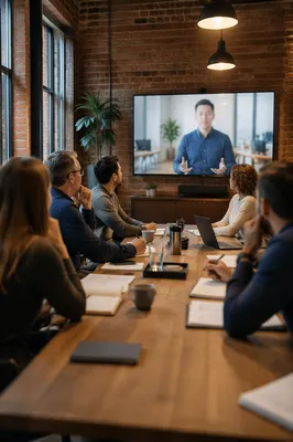 Modern Conference Room Video Call Meeting