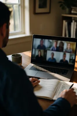 Remote Business Meeting in Calm Home Office