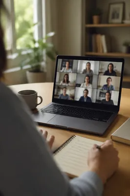 Peaceful Home Office Video Conference Meeting