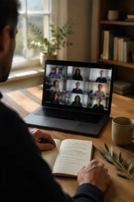 Peaceful Business Video Conference at Home Office