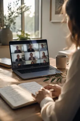 Calm Morning Video Conference in Home Office