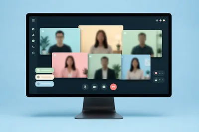 Video Conference Meeting on Desktop Monitor