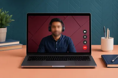 Remote Business Video Conference on Laptop