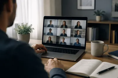 Focused Video Conference Call Home Office