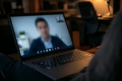 Remote Business Video Call on Laptop