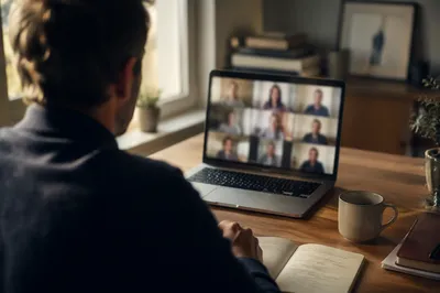 Remote Business Meeting in Calm Home Office