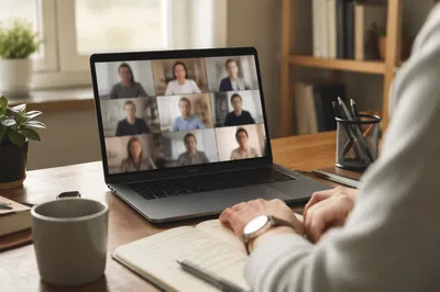 Peaceful Home Office Video Conference Meeting