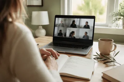 Calm Morning Video Conference in Home Office