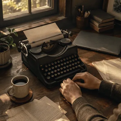 Vintage Typewriter on Creative Studio Desk