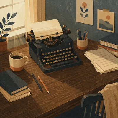 Vintage Typewriter Creative Writing Desk Scene