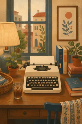 Vintage Typewriter Workspace for Creative Writing