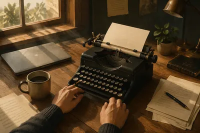 Vintage Typewriter on Creative Studio Desk