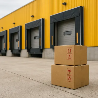 Cardboard Shipping Boxes at Warehouse Dock
