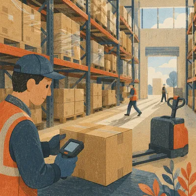 Morning Warehouse Logistics With Shipping Boxes