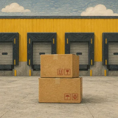 Shipping Boxes at Modern Warehouse Loading Bay