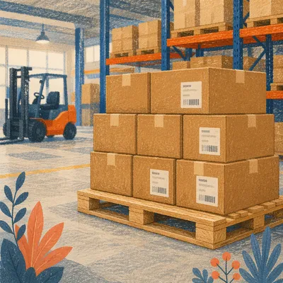 Warehouse Shipping Boxes on Pallet