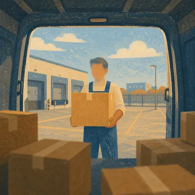Warehouse Worker Loading Shipping Boxes