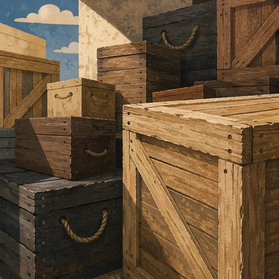 Rustic Warehouse Shipping Crates Close-Up