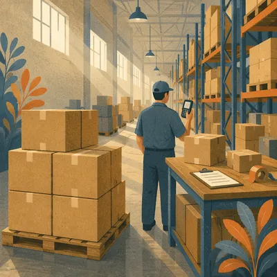 Orderly Warehouse Logistics With Shipping Boxes