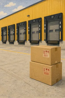 Cardboard Shipping Boxes at Warehouse Dock